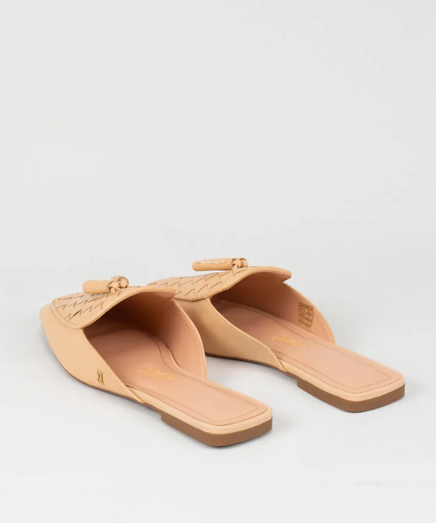 Mule Santa Lolla Nude Tramado Bico Quadrado Couro - 0505.362A.02E7.0032