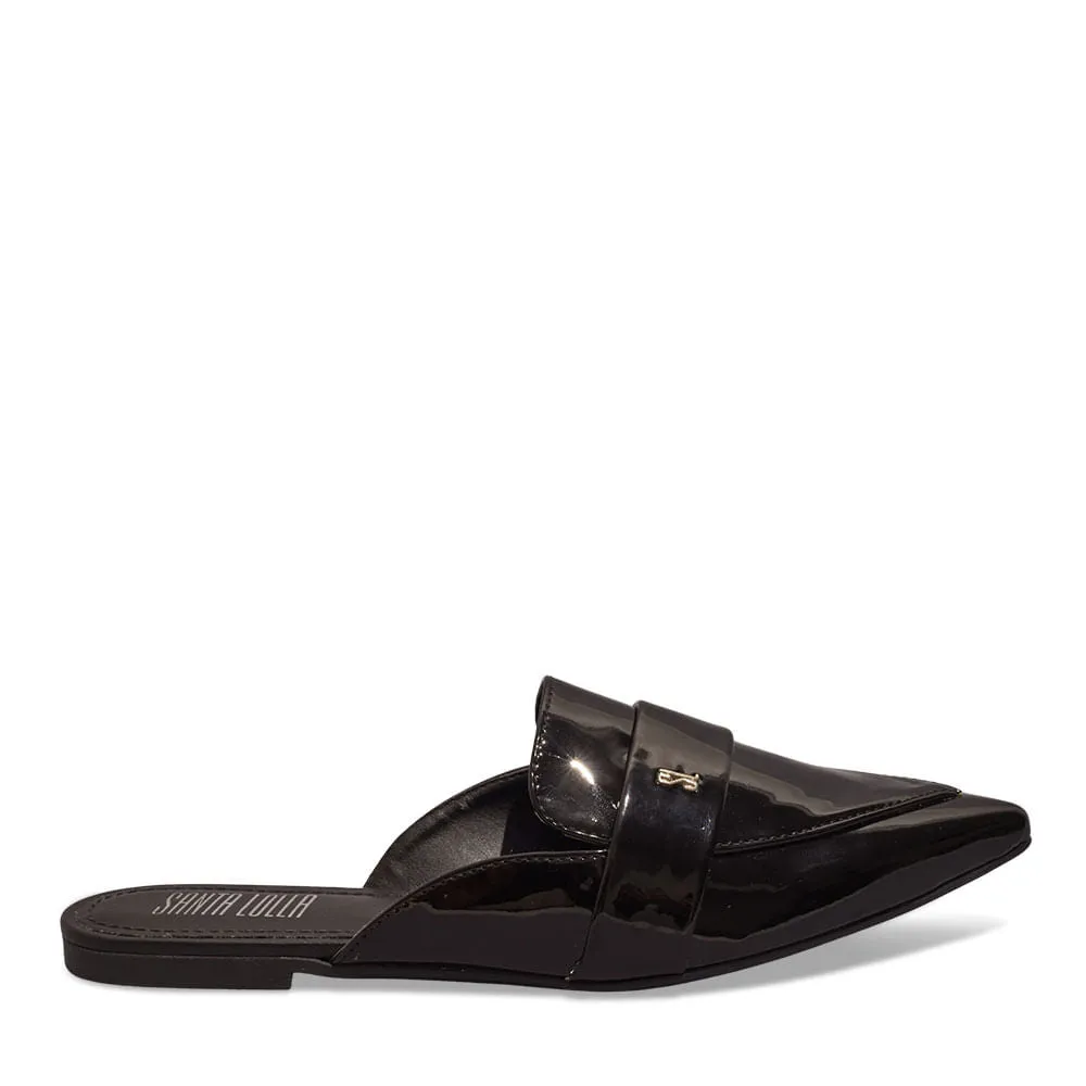 Mule Santa Lolla Preto Verniz Bico Fino