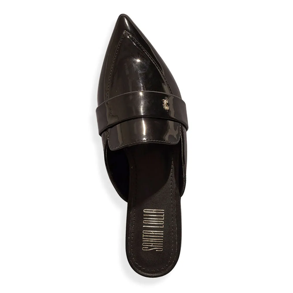 Mule Santa Lolla Preto Verniz Bico Fino
