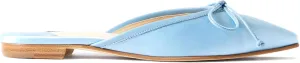 Mules for Women Satin Square Toe Bow Flats Closed Toe Slip on Backless Loafers