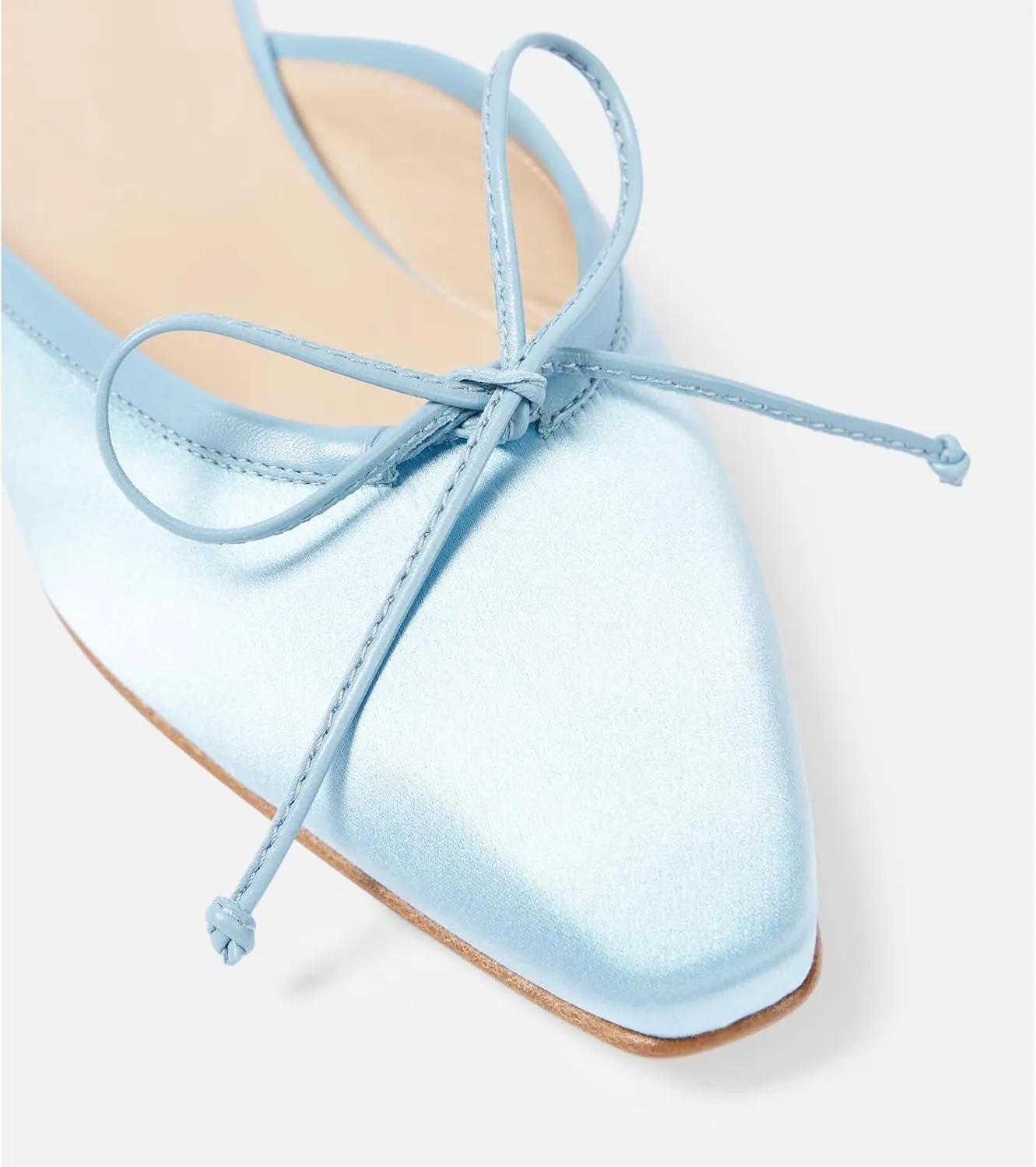 Mules for Women Satin Square Toe Bow Flats Closed Toe Slip on Backless Loafers
