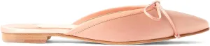 Mules for Women Satin Square Toe Bow Flats Closed Toe Slip on Backless Loafers