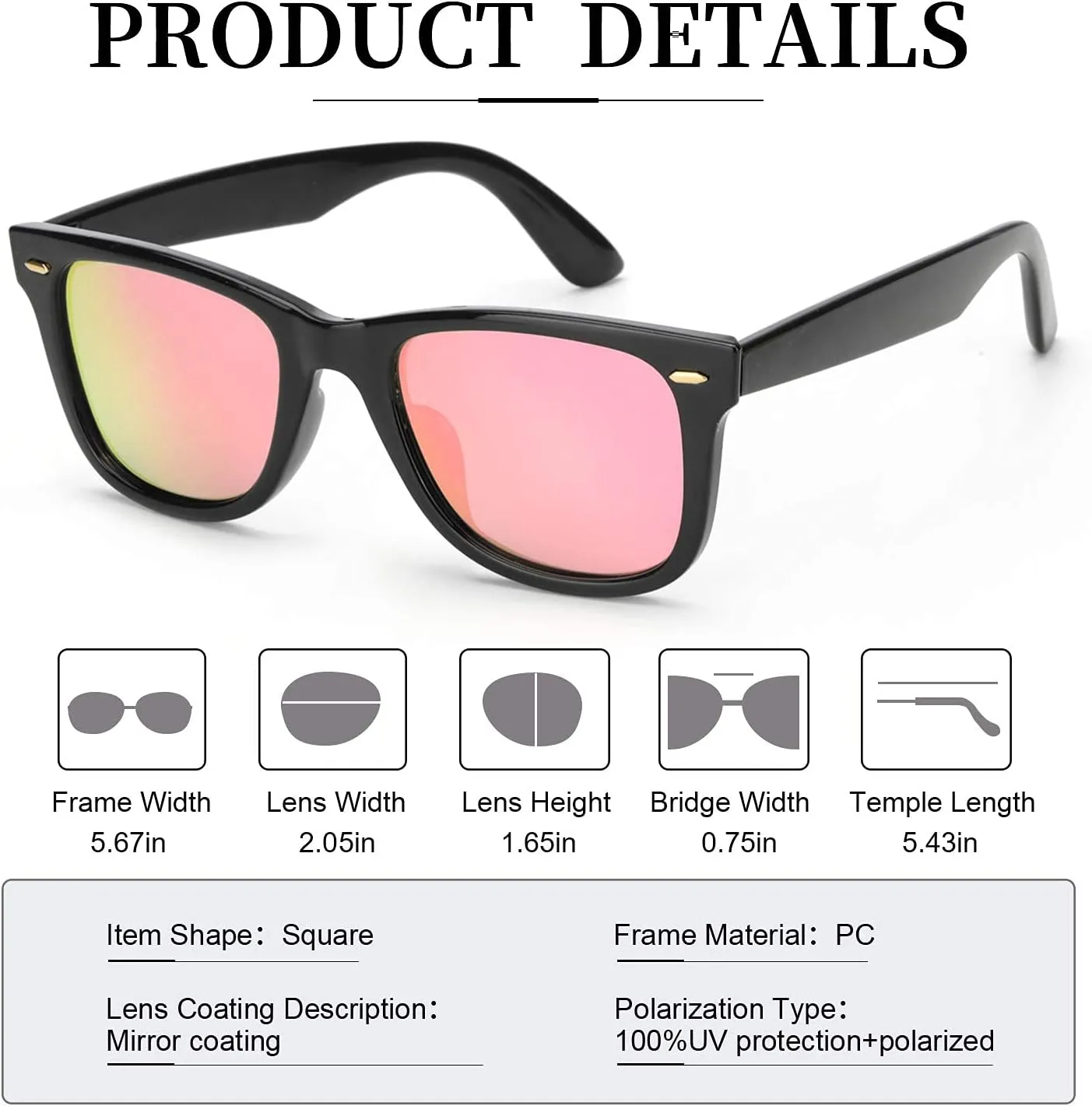 Myiaur Classic Sunglasses for Women Polarized Driving Anti-Glare UV Protection