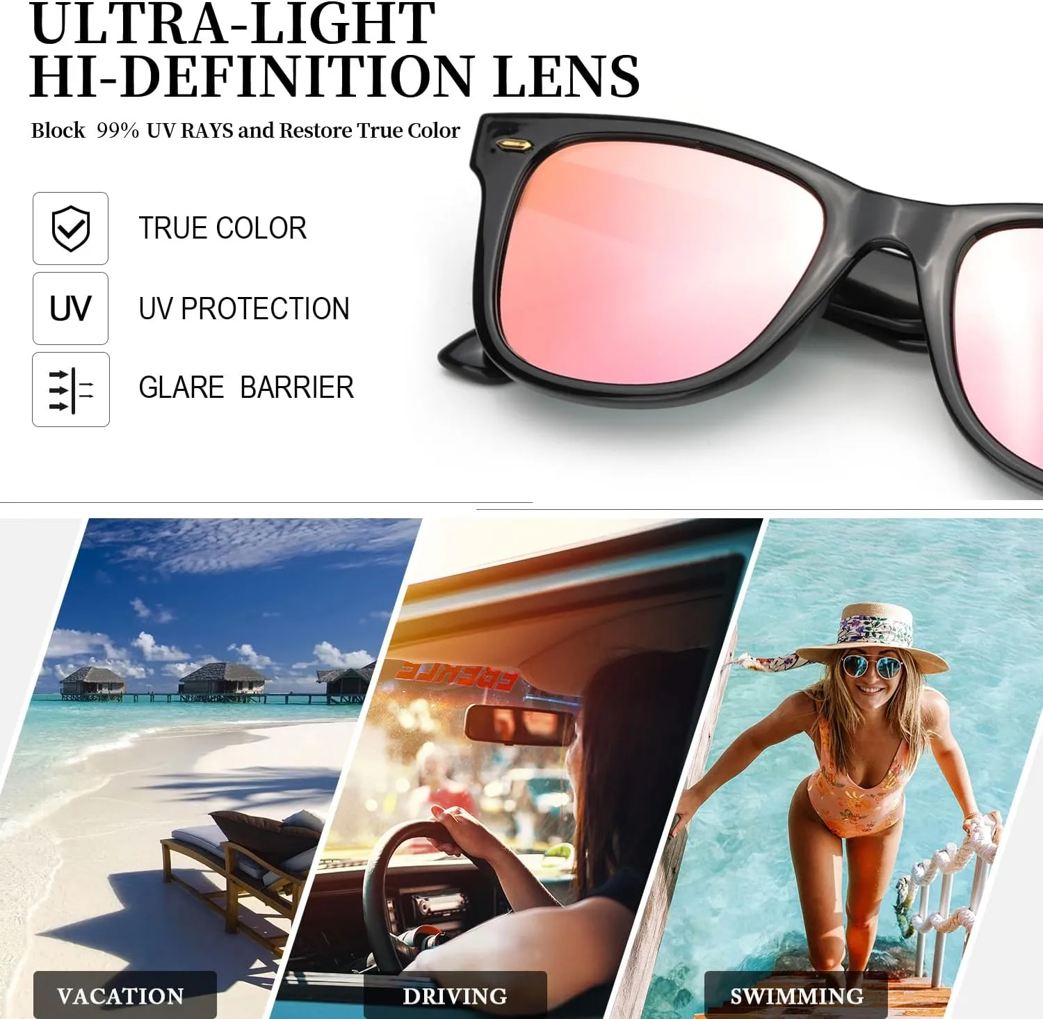 Myiaur Classic Sunglasses for Women Polarized Driving Anti-Glare UV Protection