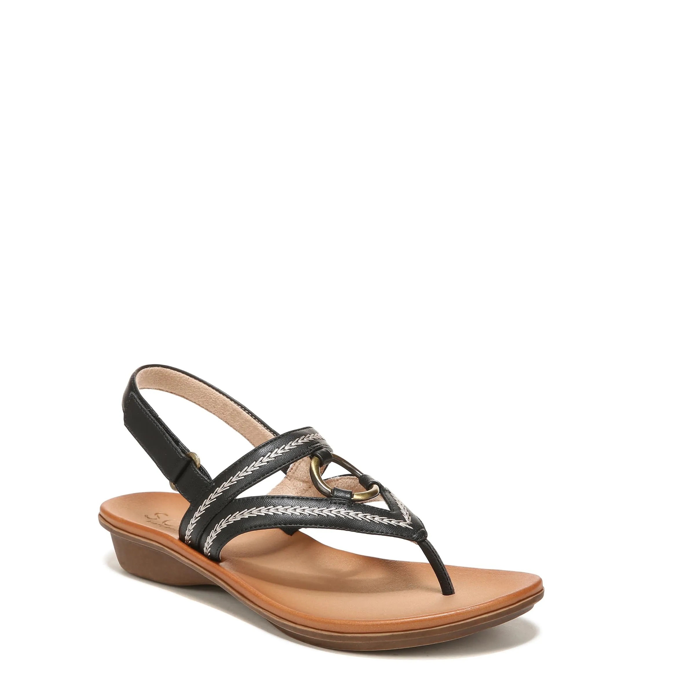 Naturalizer SOUL Womens Sunny Thong Slingback Sandals Black Smooth Synthetic 11 M