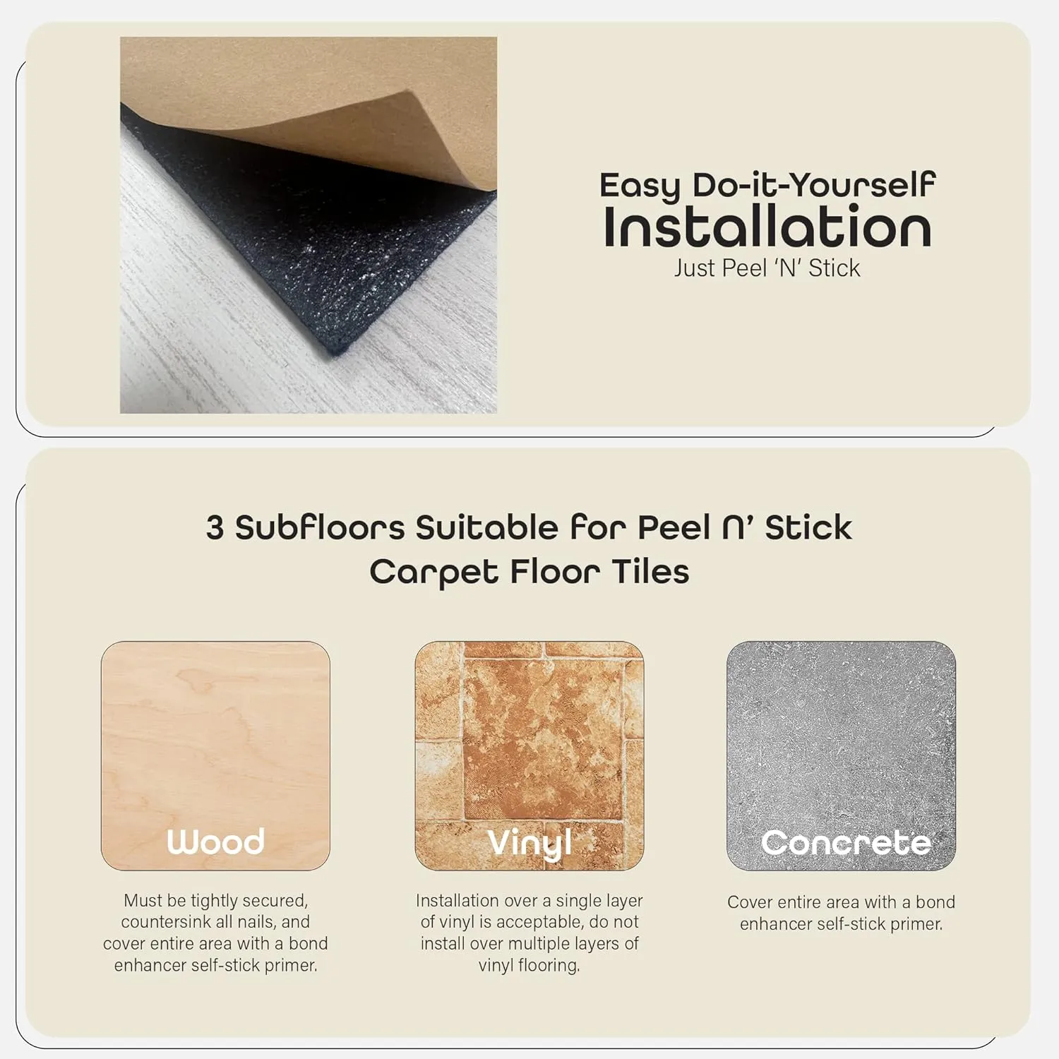 Nexus Self Adhesive 12-Inch Carpet Floor Tiles, 12 Tiles - 12" x 12", Tan - Peel & Stick, DIY Flooring for Kitchen, Dining Room, Bedrooms & Bathrooms by Achim Home Decor