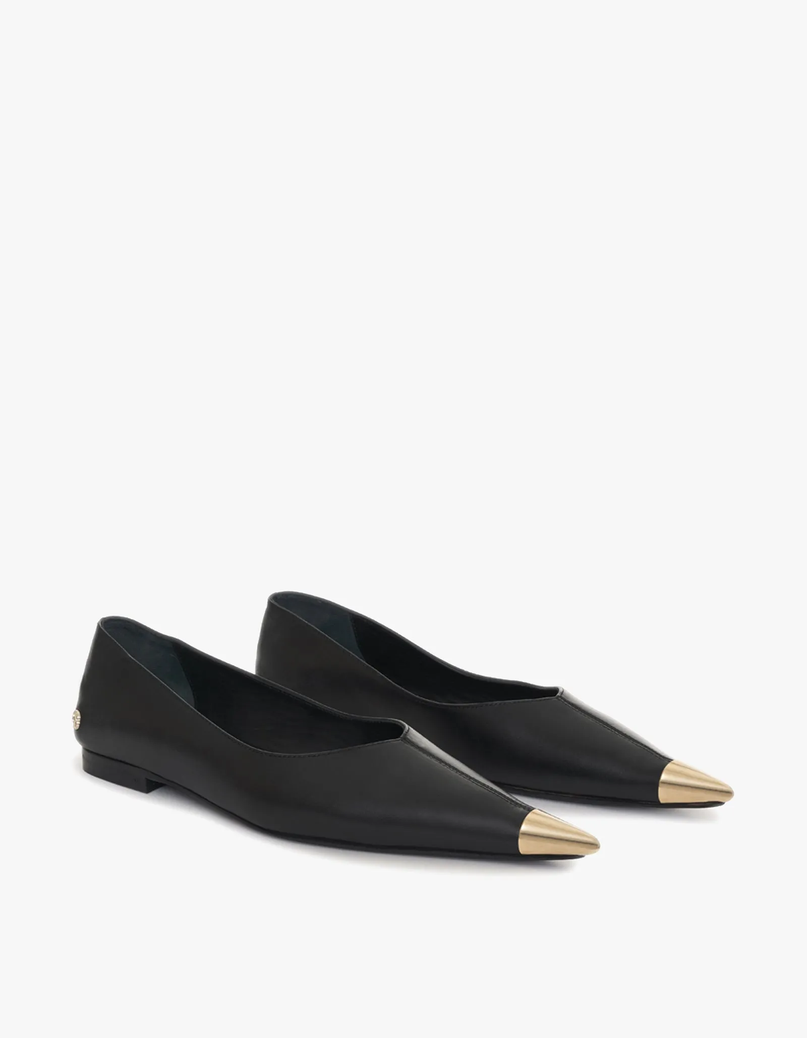 Nina Flats With Metal Toe Cap - Black