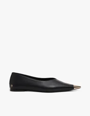 Nina Flats With Metal Toe Cap - Black