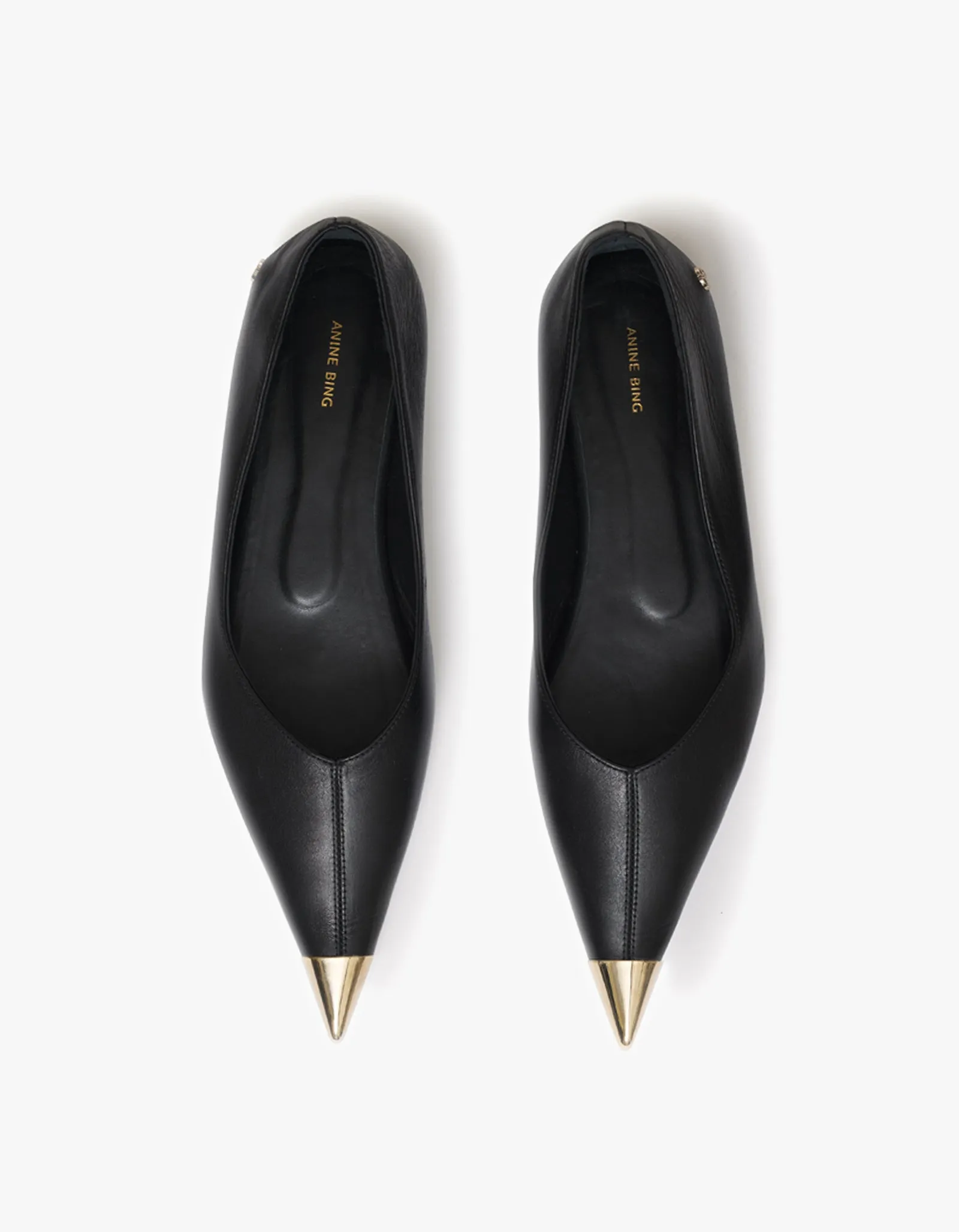 Nina Flats With Metal Toe Cap - Black