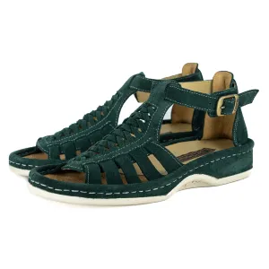 OLOM001 : Leather Sandal in Forest Suede