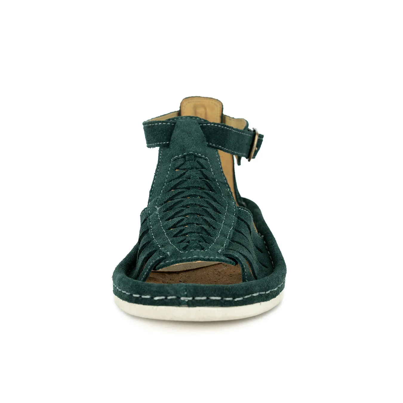 OLOM001 : Leather Sandal in Forest Suede