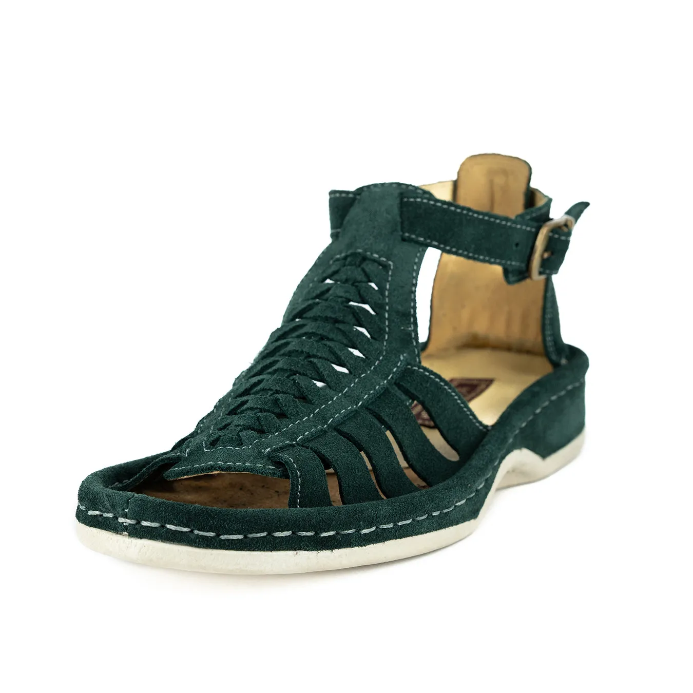 OLOM001 : Leather Sandal in Forest Suede