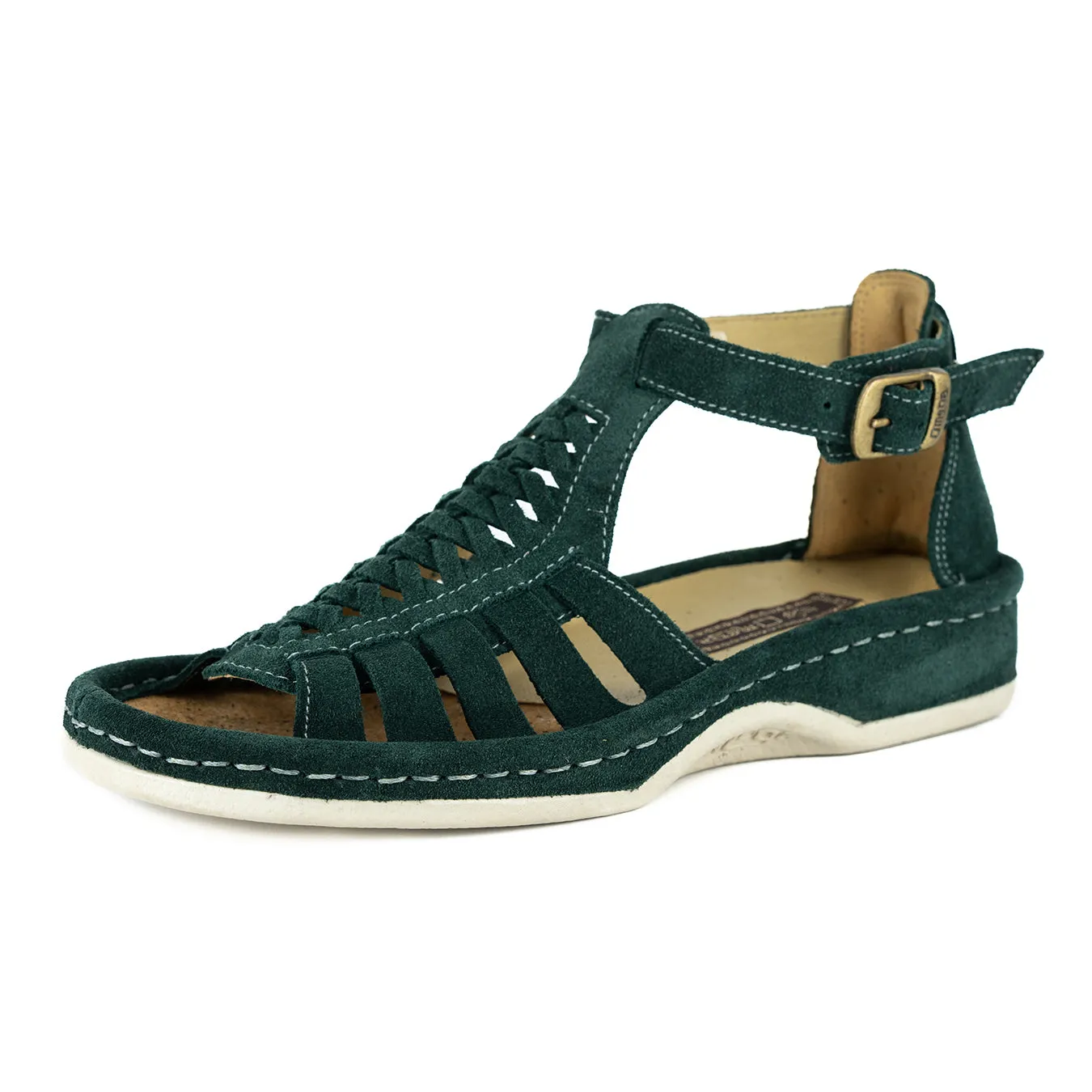 OLOM001 : Leather Sandal in Forest Suede