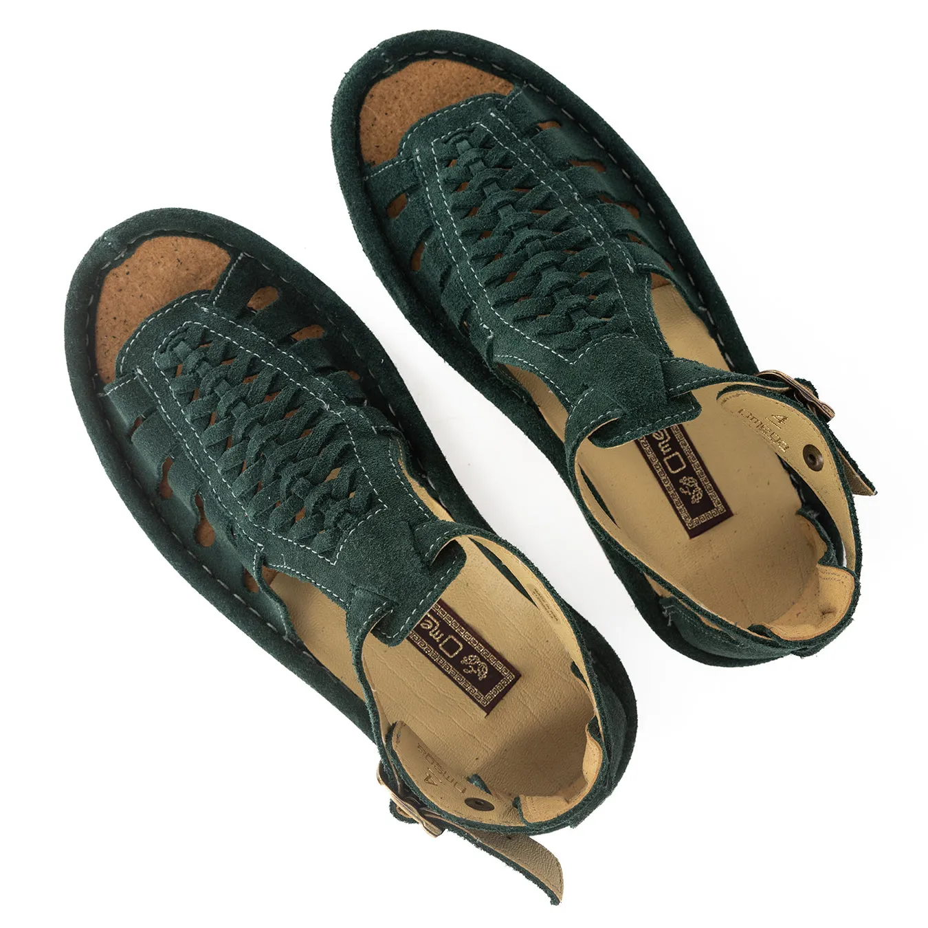 OLOM001 : Leather Sandal in Forest Suede