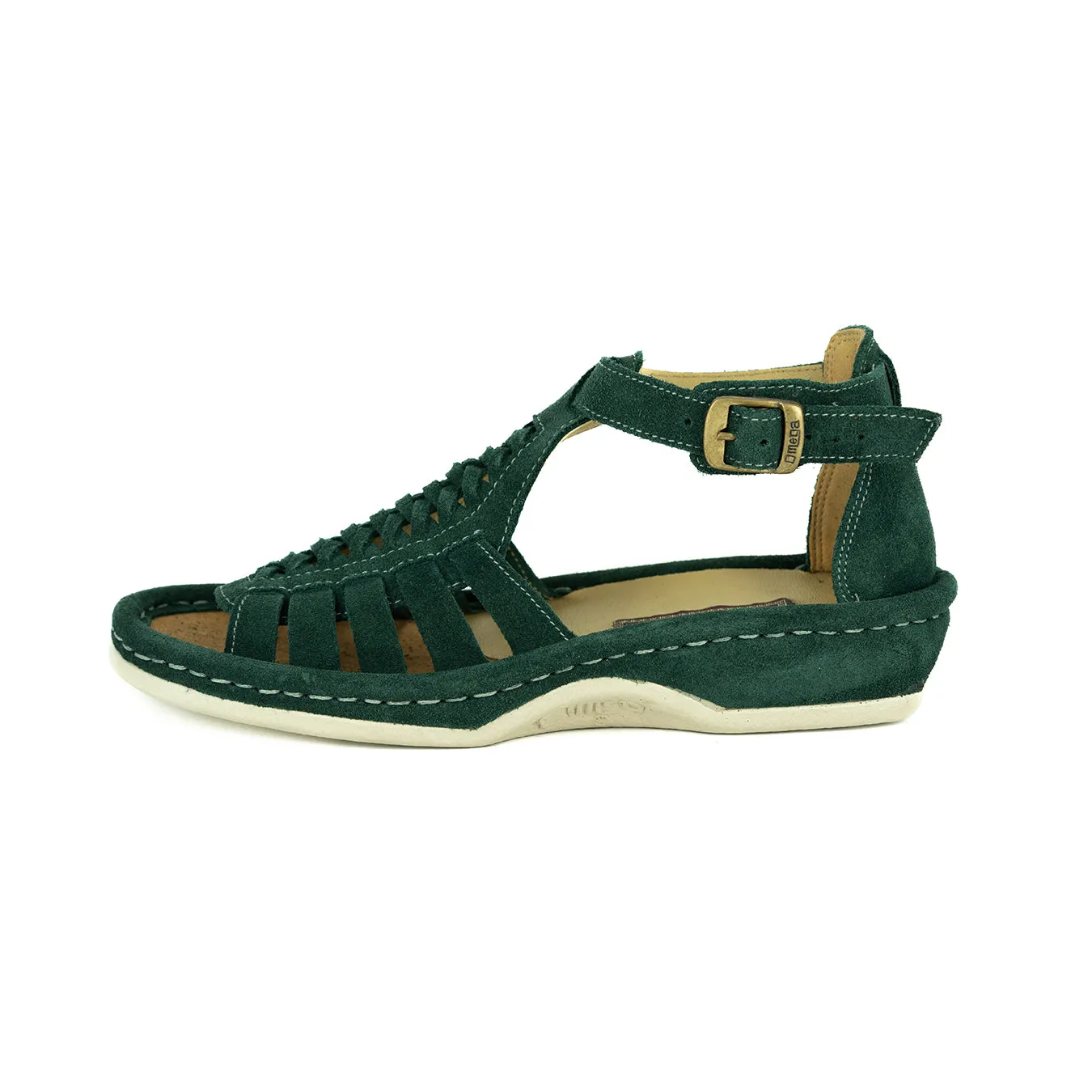 OLOM001 : Leather Sandal in Forest Suede