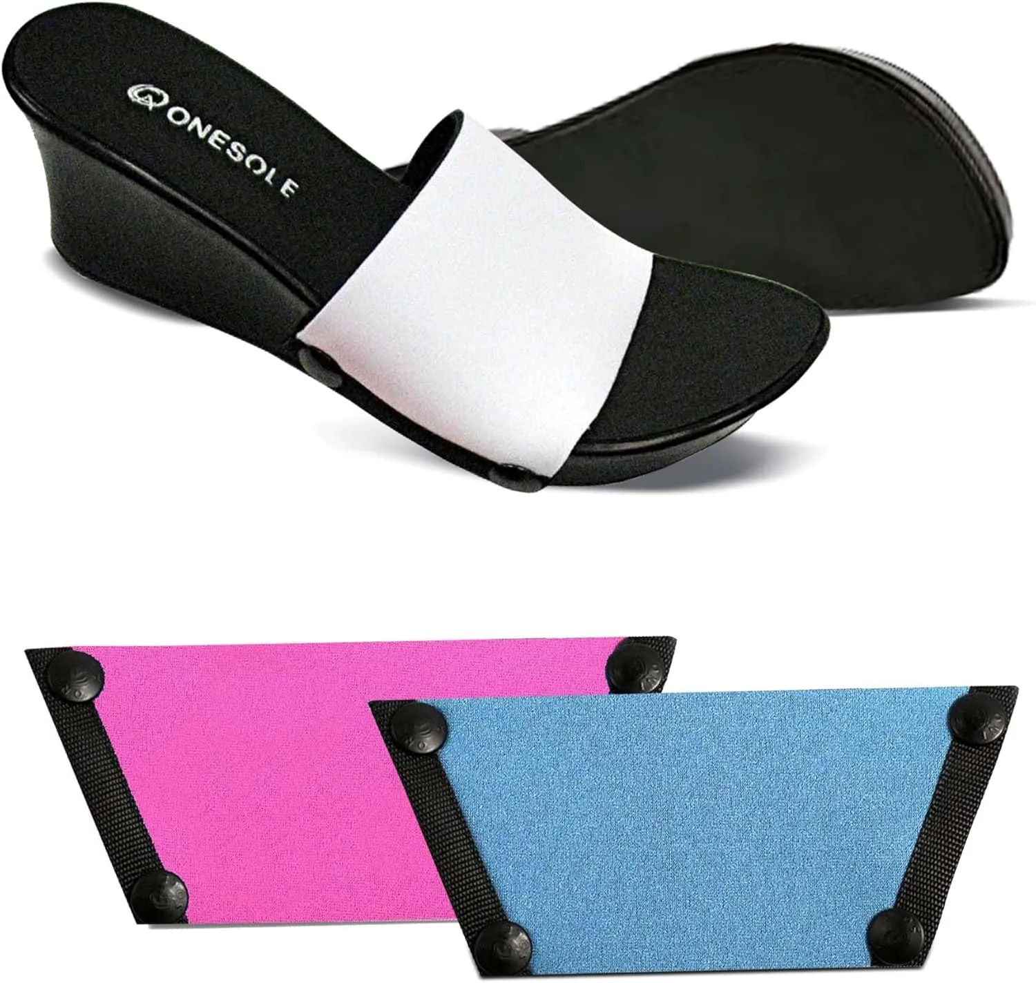 Onesole Shark Tank Special Shoe Set, Interchangeable Sandals for women Solid Black, Solid Red, & Solid White Comfie Tops, for women's wedge Sandals