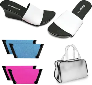 Onesole Shark Tank Special Shoe Set, Interchangeable Sandals for women Solid Black, Solid Red, & Solid White Comfie Tops, for women's wedge Sandals