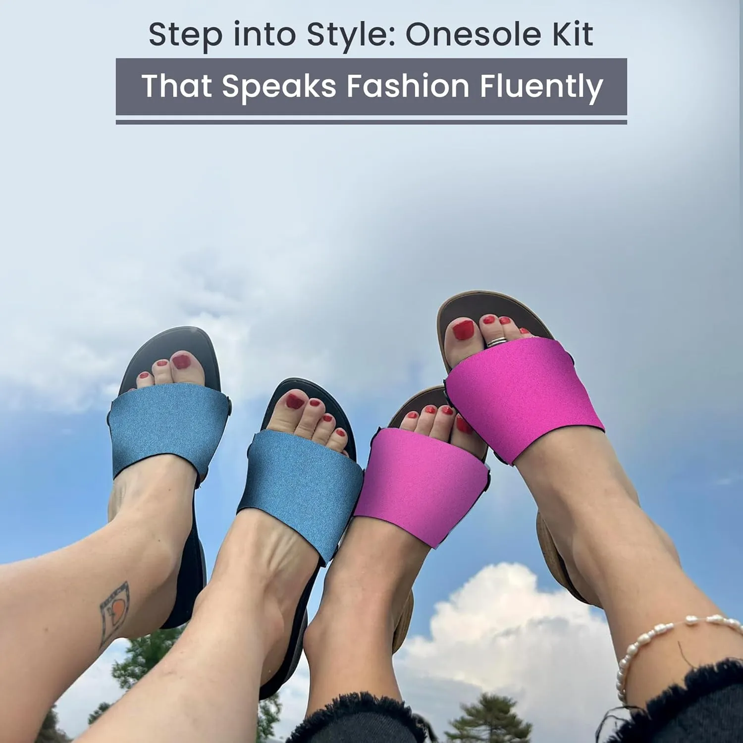 Onesole Shark Tank Special Shoe Set, Interchangeable Sandals for women Solid Black, Solid Red, & Solid White Comfie Tops, for women's wedge Sandals
