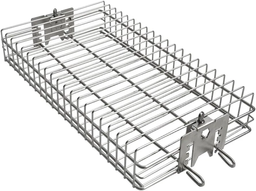 onlyfire 6042 BBQ Stainless Steel Flat Spit Rotisserie Grill Basket for Any Grill, Fits 1/2" Hexagon, 3/8" Hexagon, 3/8" Square&5/16" Square Rotisserie Spit Rods