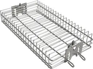 onlyfire 6042 BBQ Stainless Steel Flat Spit Rotisserie Grill Basket for Any Grill, Fits 1/2" Hexagon, 3/8" Hexagon, 3/8" Square&5/16" Square Rotisserie Spit Rods