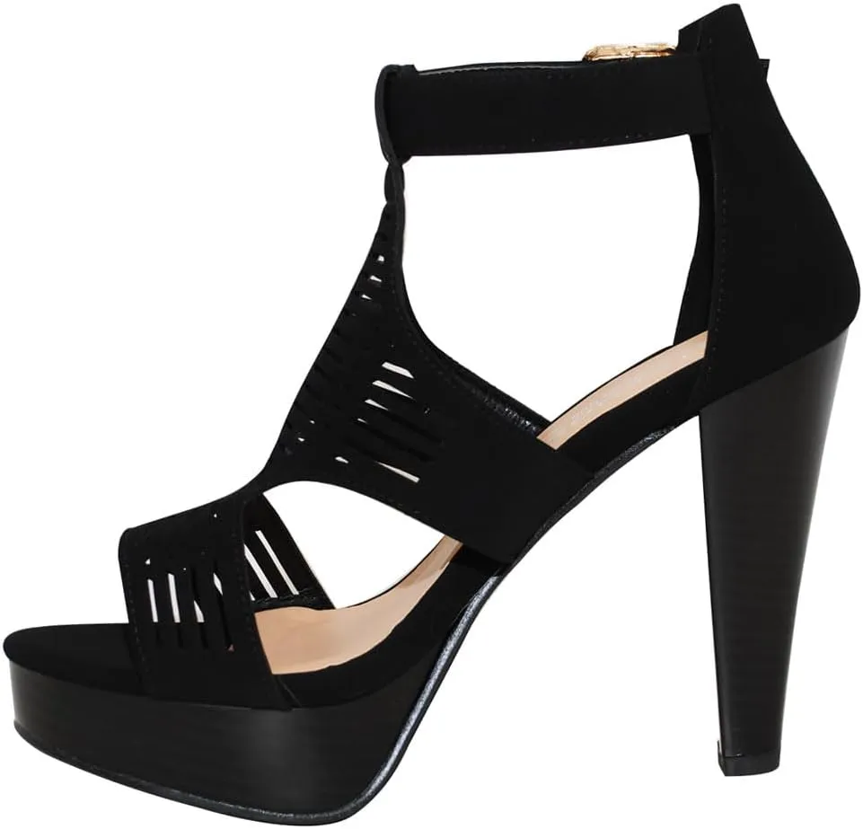 Open Toe Ankle Strap Sandal – Western Bootie Stacked Heel Open Toe Cutout Shoes