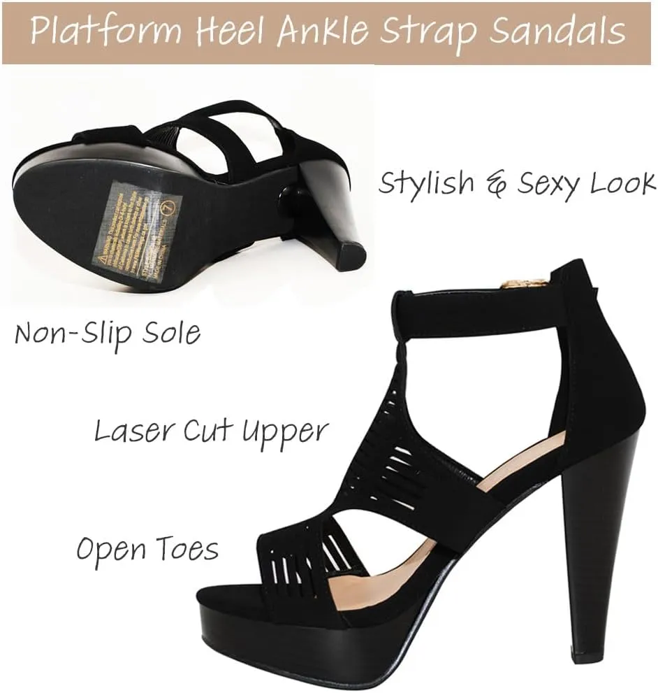 Open Toe Ankle Strap Sandal – Western Bootie Stacked Heel Open Toe Cutout Shoes