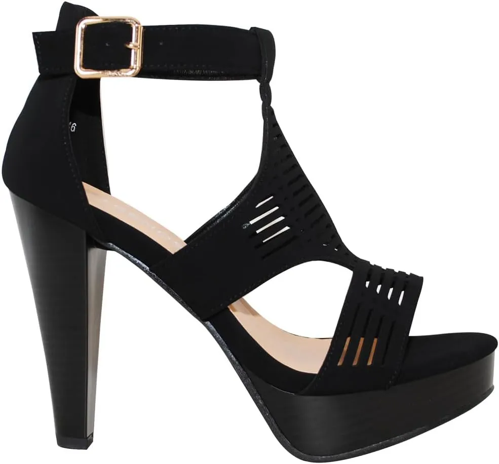 Open Toe Ankle Strap Sandal – Western Bootie Stacked Heel Open Toe Cutout Shoes