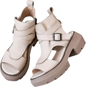 Open Toe Boots for Women 2025 Fashion Summer Shoes Sandals High Top Leather Sandal Beach Party Dress