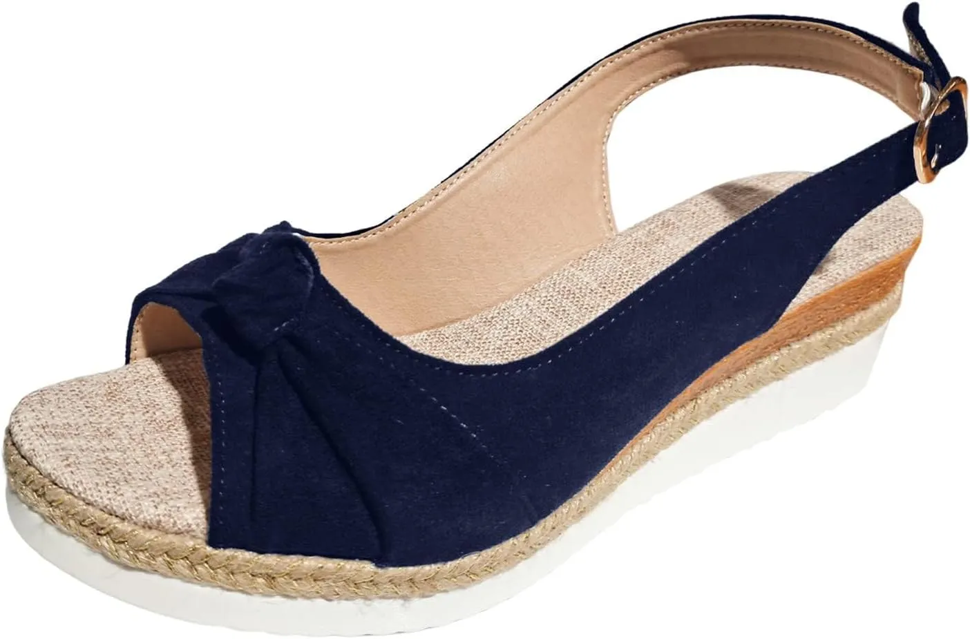 Orthopedic Platform Wedge Sandals for Women Summer Dressy 2025 New Bowknot Open Toe Ankle Strap Hemp Rope Sandal Comfortable Beach Slip on Slides