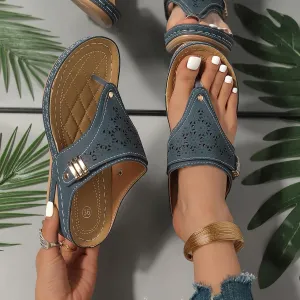 Orthopedic Sandals for Women 2025 Comfortable Wedge Slip On Beach Sandals Dressy Summer Casual Flats Flip Flops Ladies Outdoor Slides Slippers Shoes
