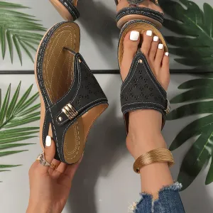 Orthopedic Sandals for Women 2025 Comfortable Wedge Slip On Beach Sandals Dressy Summer Casual Flats Flip Flops Ladies Outdoor Slides Slippers Shoes