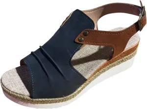 Orthopedic Sandals for Women Casual Non Slip Wedge Sandals Open Toe Slingback Ankle Strap Metal Buckle Summer Shoes for All Occasions: Casual, Work, Party