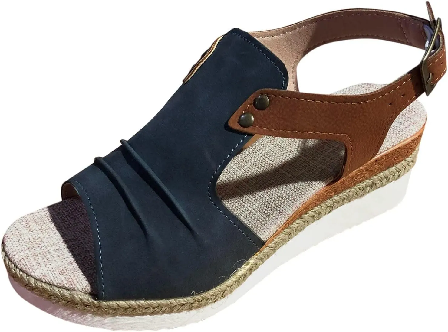 Orthopedic Sandals for Women Casual Non Slip Wedge Sandals Open Toe Slingback Ankle Strap Metal Buckle Summer Shoes for All Occasions: Casual, Work, Party