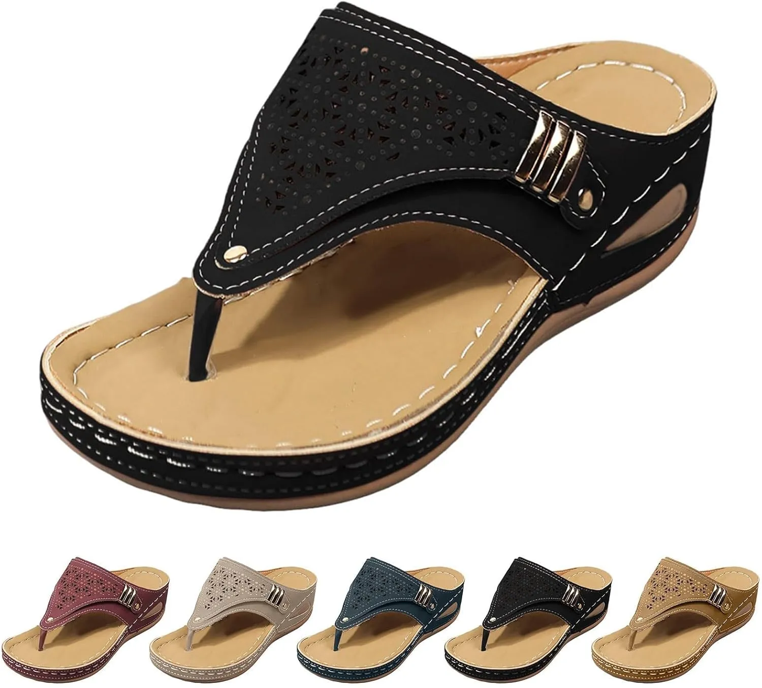 Orthopedic Sandals for Women, Women Summer Dressy Comfortable Sandals Arch Support Wedge Sandals 2025 Non Slip Flip Flops Sandals