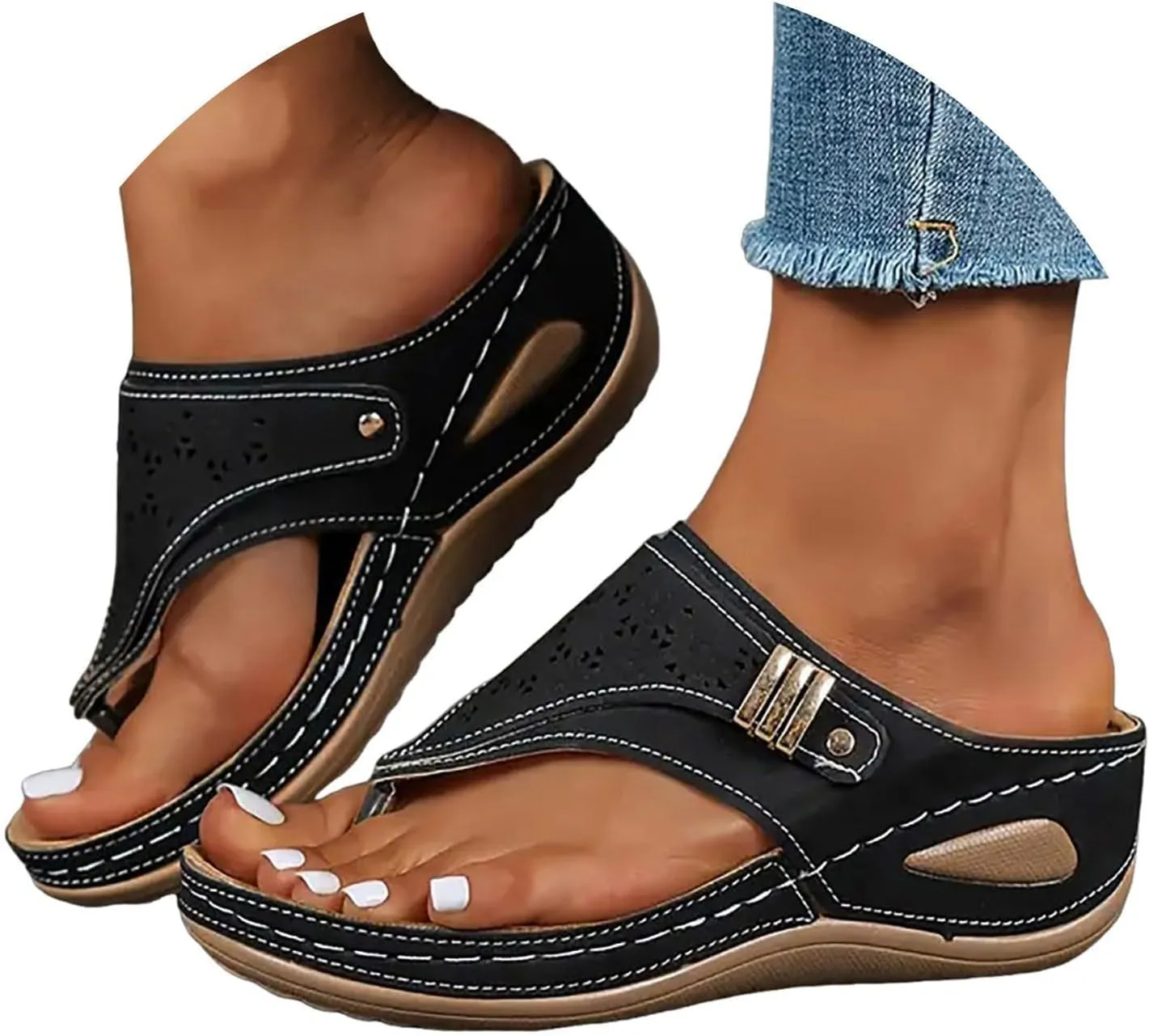 Orthopedic Sandals for Women, Women Summer Dressy Comfortable Sandals Arch Support Wedge Sandals 2025 Non Slip Flip Flops Sandals