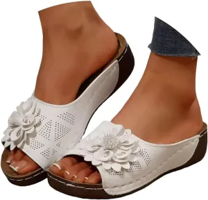 Orthopedic Wedge Sandals for Women Dressy Summer 2025 Ladies Open Toe Platform Arch Support Slip on Slides Comfortable Outdoor Shoes Casual Comfy Slides Flat Beach Sandals