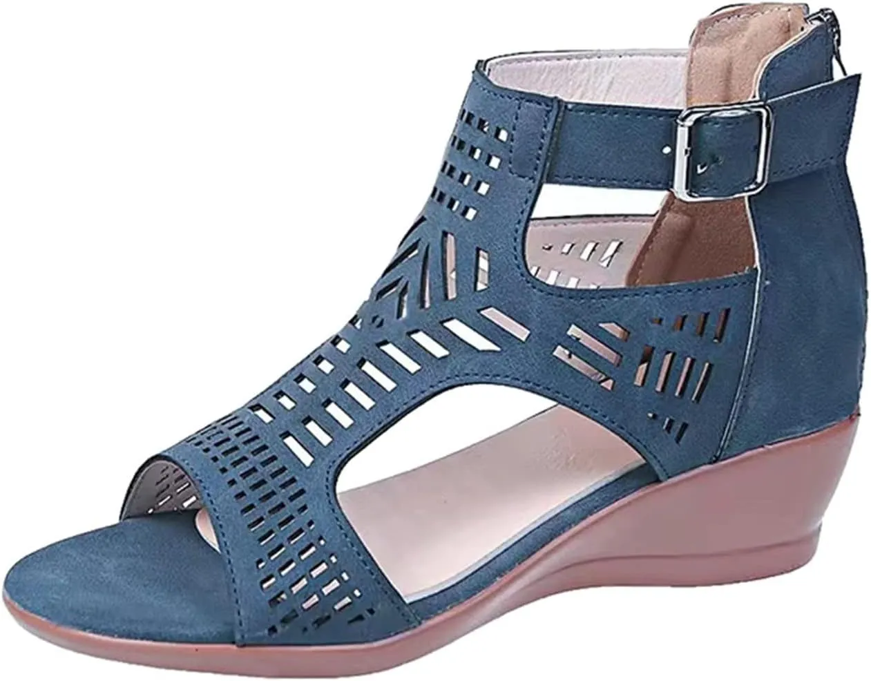 Orthopedic Wedge Sandals for Women Open Toe Walking Sandals Ankle Strap Wide Width Platform Wedge with Arch Support