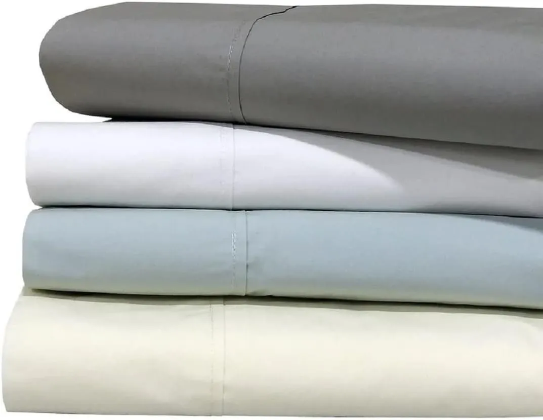Oversized (120x112) Cotton Percale Flat Sheet Only for California King Beds, Solid Grey