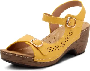 PATRIZIA Spring Step Shantay Wedge Sandals for Women - Ladies Sandals with ankle strap buckle closures - Womens Casuals Sandals for Outdoor