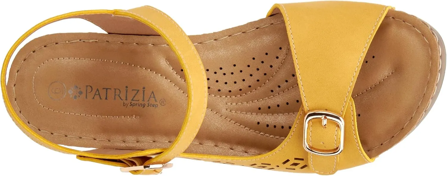 PATRIZIA Spring Step Shantay Wedge Sandals for Women - Ladies Sandals with ankle strap buckle closures - Womens Casuals Sandals for Outdoor