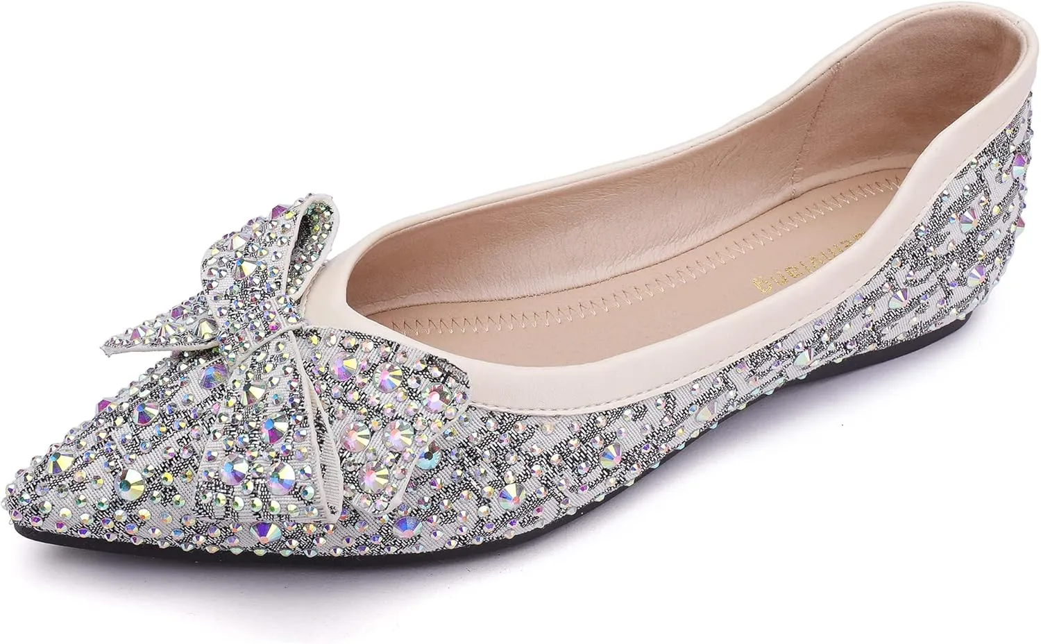 Pearl Decoration Women's Flat Bottom Pointed Toe One Step Flat Bottom Flat Bottom Shoes