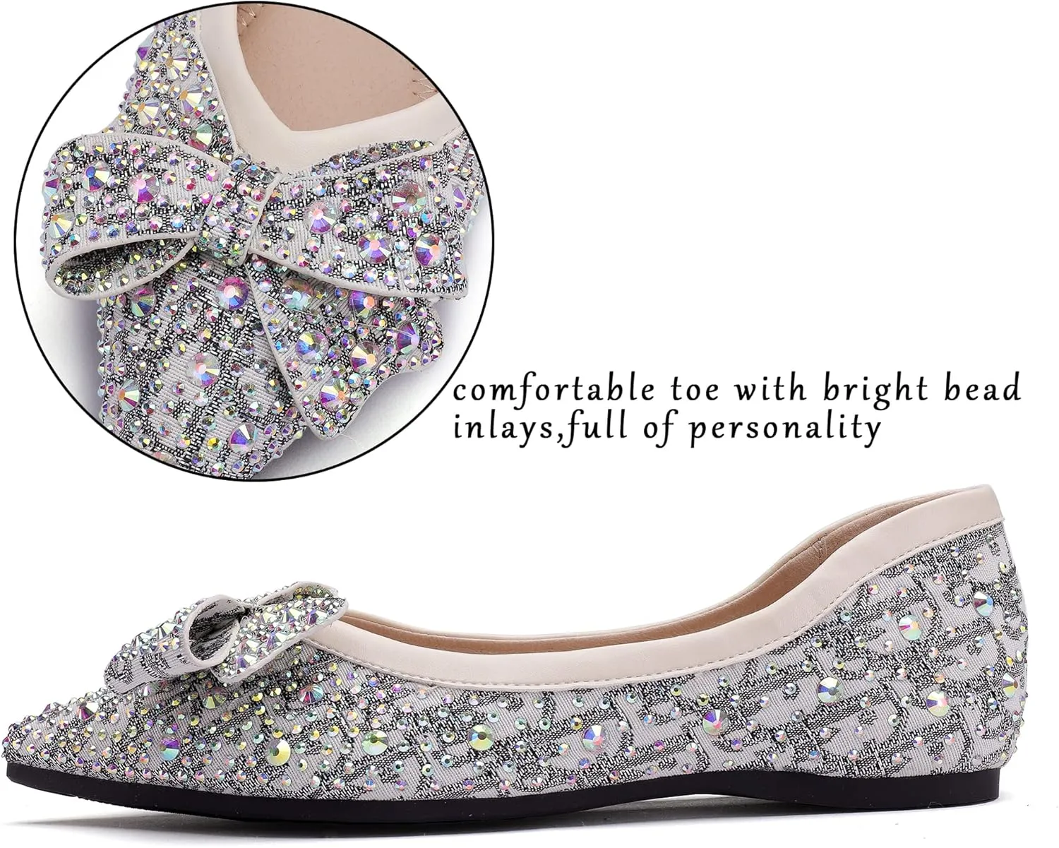 Pearl Decoration Women's Flat Bottom Pointed Toe One Step Flat Bottom Flat Bottom Shoes