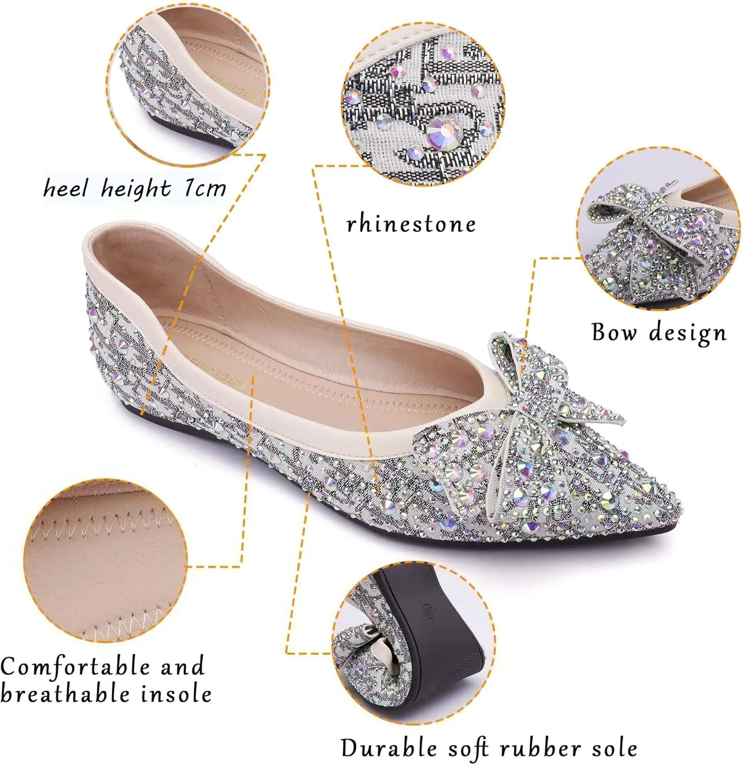 Pearl Decoration Women's Flat Bottom Pointed Toe One Step Flat Bottom Flat Bottom Shoes