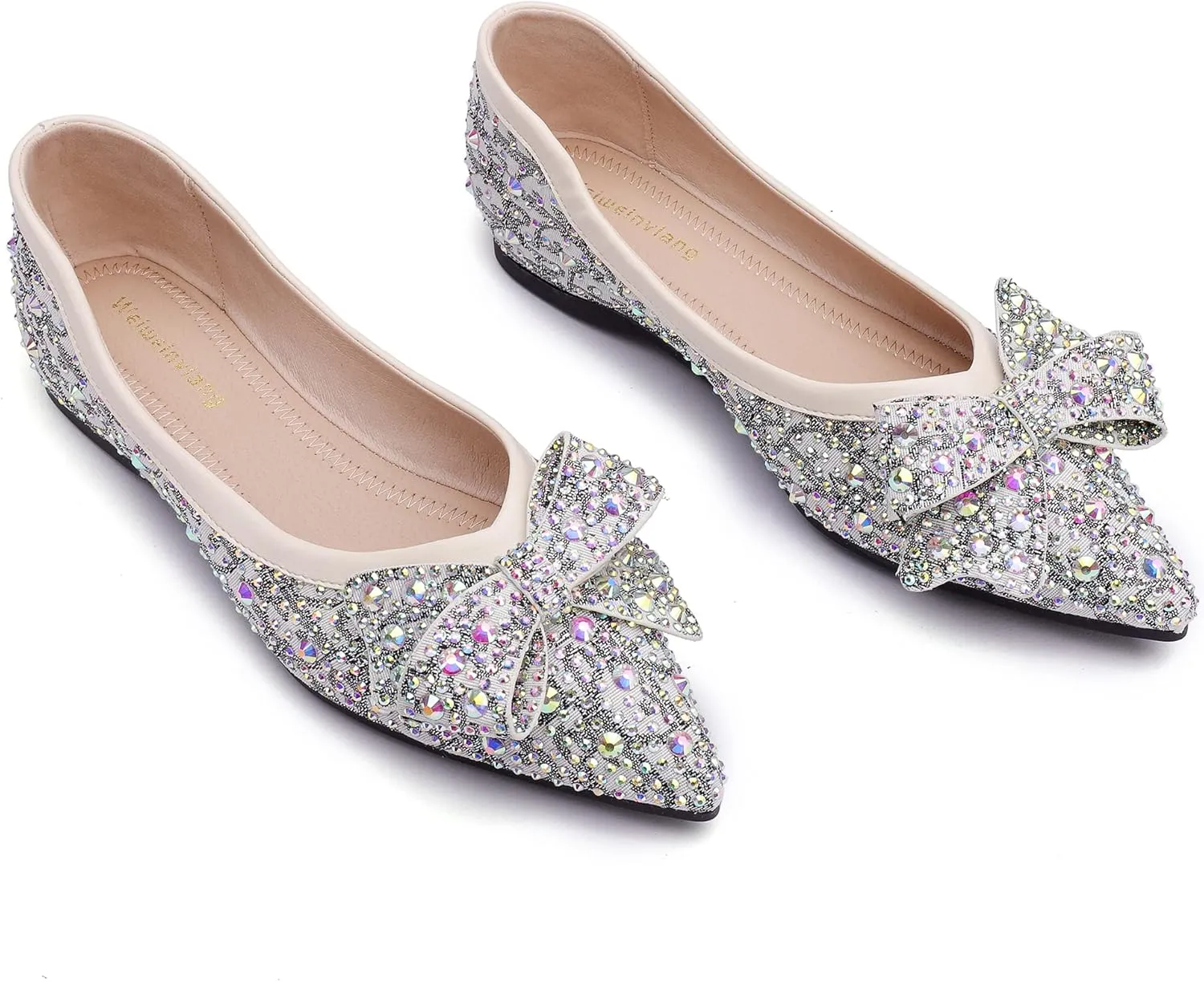 Pearl Decoration Women's Flat Bottom Pointed Toe One Step Flat Bottom Flat Bottom Shoes