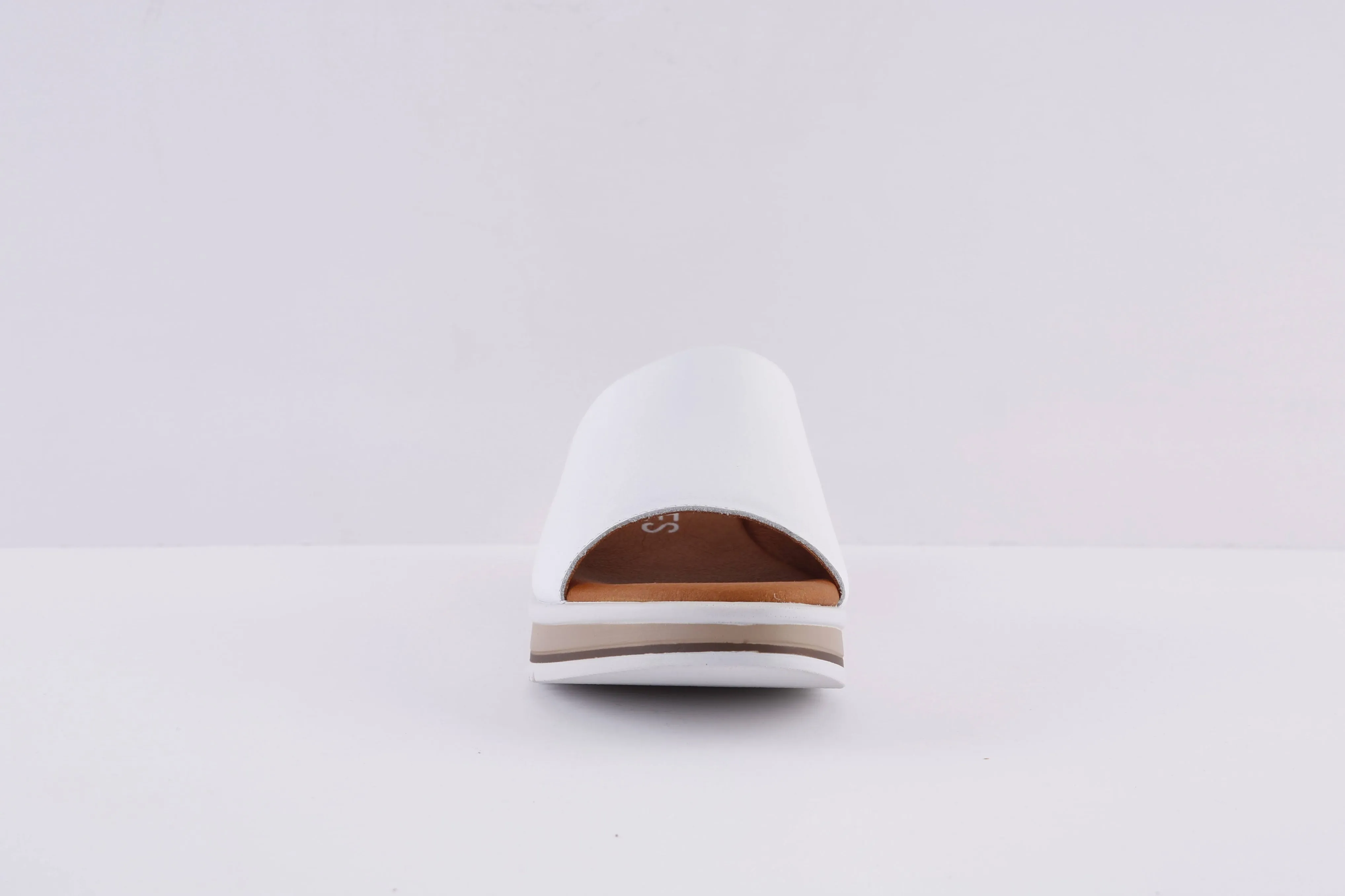 PEPE MENARGUES- 10643 MEDIUM WEDGE MULE - WHITE LEATHER