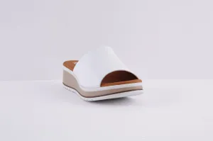 PEPE MENARGUES- 10643 MEDIUM WEDGE MULE - WHITE LEATHER