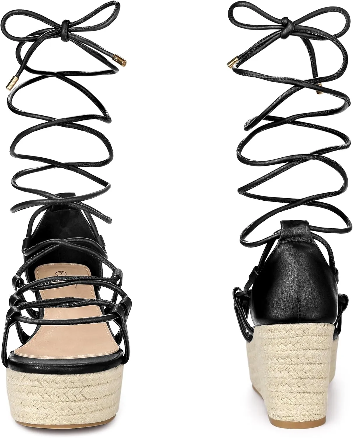 Perphy Lace Up Platform Wedge Heel Strappy Sandals for Women