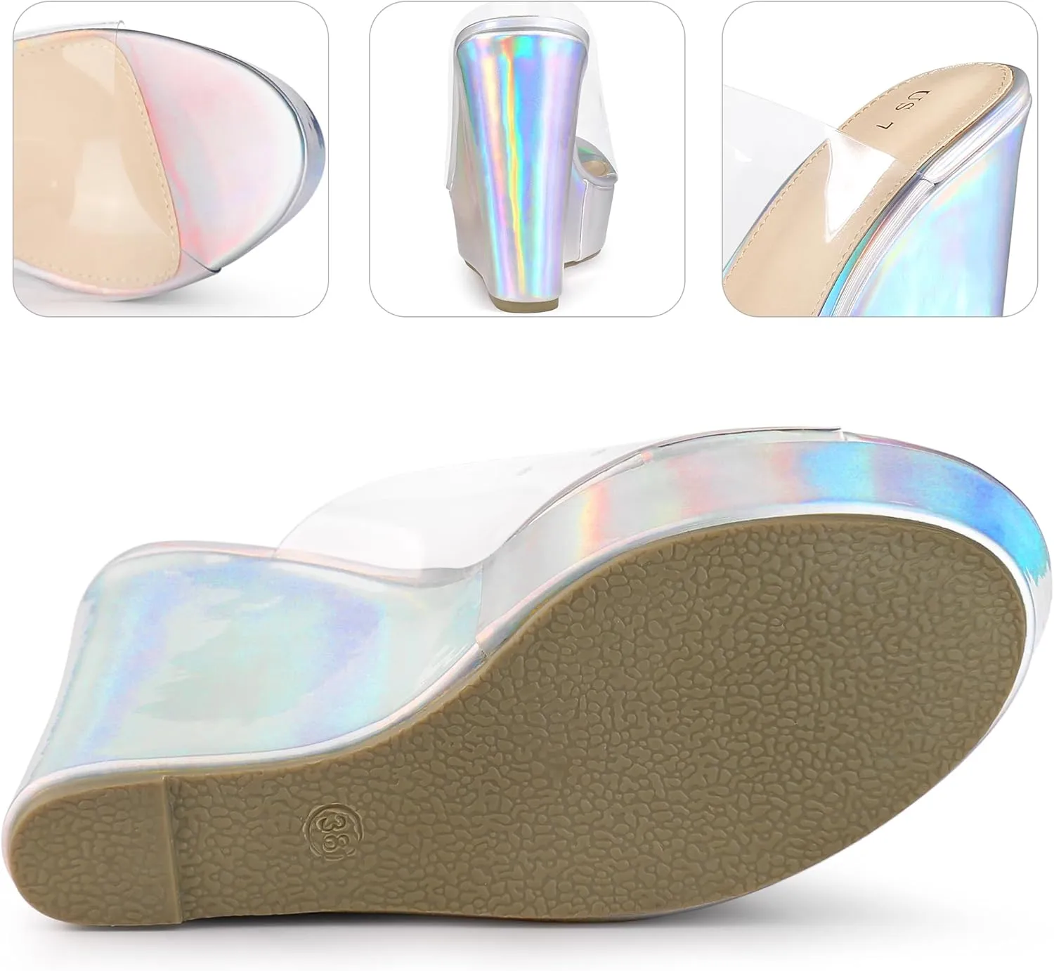 Perphy Platform Heel Sandals Clear Wedges for Women