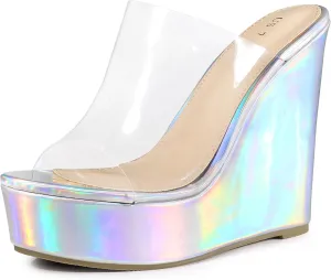 Perphy Platform Heel Sandals Clear Wedges for Women