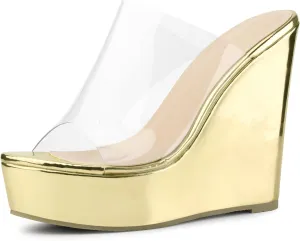 Perphy Platform Heel Sandals Clear Wedges for Women